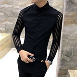 Black White Patchwork Dress Men Shirt | Black White Tuxedo Shirt -