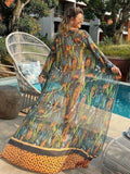 Women Swimsuit Cover Up Sleeve Kaftan Beach Tunic Dress Robe De