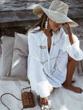 Women Swimsuit Cover Up Sleeve Kaftan Beach Tunic Dress Robe De