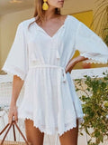 Women Swimsuit Cover Up Sleeve Kaftan Beach Tunic Dress Robe De