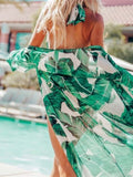 Women Swimsuit Cover Up Sleeve Kaftan Beach Tunic Dress Robe De