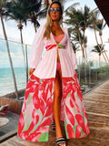 Women Swimsuit Cover Up Sleeve Kaftan Beach Tunic Dress Robe De