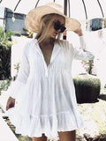 Women Swimsuit Cover Up Sleeve Kaftan Beach Tunic Dress Robe De