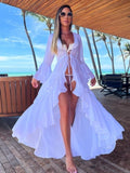 Women Swimsuit Cover Up Sleeve Kaftan Beach Tunic Dress Robe De