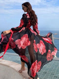 Women Swimsuit Cover Up Sleeve Kaftan Beach Tunic Dress Robe De