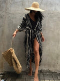 Women Swimsuit Cover Up Sleeve Kaftan Beach Tunic Dress Robe De