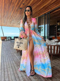 Women Swimsuit Cover Up Sleeve Kaftan Beach Tunic Dress Robe De