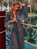 Women Swimsuit Cover Up Sleeve Kaftan Beach Tunic Dress Robe De