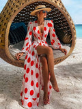 Women Swimsuit Cover Up Sleeve Kaftan Beach Tunic Dress Robe De