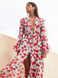 Women Swimsuit Cover Up Sleeve Kaftan Beach Tunic Dress Robe De