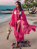 Women Swimsuit Cover Up Sleeve Kaftan Beach Tunic Dress Robe De