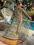 Women Swimsuit Cover Up Sleeve Kaftan Beach Tunic Dress Robe De