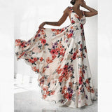 Woman Summer Boho Maxi Dress Sexy Backless Spaghetti Strap Floral