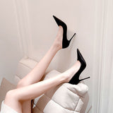 Black High Heels Shoes For Women Stilettos 10cm Sexy Shallow Mouth