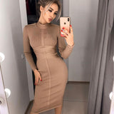 Women Bandage Dress Rayon Sexy | Bandage Dress Turtleneck - Bodycon