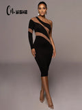 Mesh One Shoulder Sexy Dress | Elegant Party Dress | Street