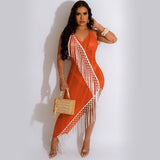 Crochet Beach Maxi Dress Elegant Sexy Fashion Club Dress 2023 Summer