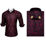 Men Long Sleeve Paisley Dress Shirt | Flower Shirt Men Long Sleeves -