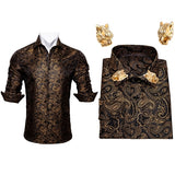 Men Long Sleeve Paisley Dress Shirt | Flower Shirt Men Long Sleeves -