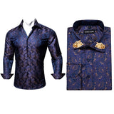 Men Long Sleeve Paisley Dress Shirt | Flower Shirt Men Long Sleeves -