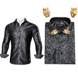 Men Long Sleeve Paisley Dress Shirt | Flower Shirt Men Long Sleeves -