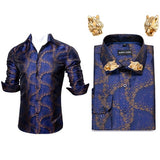 Men Long Sleeve Paisley Dress Shirt | Flower Shirt Men Long Sleeves -