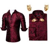 Men Long Sleeve Paisley Dress Shirt | Flower Shirt Men Long Sleeves -