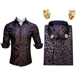 Men Long Sleeve Paisley Dress Shirt | Flower Shirt Men Long Sleeves -