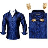 Men Long Sleeve Paisley Dress Shirt | Flower Shirt Men Long Sleeves -