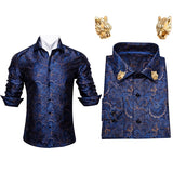 Men Long Sleeve Paisley Dress Shirt | Flower Shirt Men Long Sleeves -