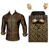 Men Long Sleeve Paisley Dress Shirt | Flower Shirt Men Long Sleeves -