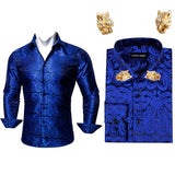 Men Long Sleeve Paisley Dress Shirt | Flower Shirt Men Long Sleeves -