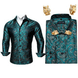 Men Long Sleeve Paisley Dress Shirt | Flower Shirt Men Long Sleeves -