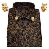 Men Long Sleeve Paisley Dress Shirt | Flower Shirt Men Long Sleeves -