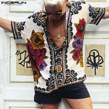Vintage Button Shirt Men | Mens Clothing Vacations | Men Short Sleeves