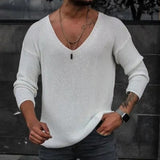 V Neck Rib Bottoming T shirts Pullover Autumn Long