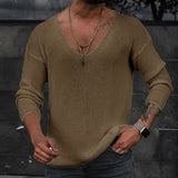 V Neck Rib Bottoming T shirts Pullover Autumn Long