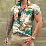 Men Hawaiian Summer Shirts Las Vegas Short Sleeve Tops Coconut Graphic