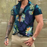 Men Hawaiian Summer Shirts Las Vegas Short Sleeve Tops Coconut Graphic