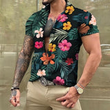 Men Hawaiian Summer Shirts Las Vegas Short Sleeve Tops Coconut Graphic