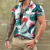 Men Hawaiian Summer Shirts Las Vegas Short Sleeve Tops Coconut Graphic