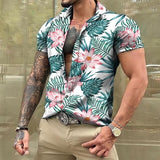 Men Hawaiian Summer Shirts Las Vegas Short Sleeve Tops Coconut Graphic