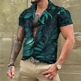 Men Hawaiian Summer Shirts Las Vegas Short Sleeve Tops Coconut Graphic