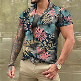 Men Hawaiian Summer Shirts Las Vegas Short Sleeve Tops Coconut Graphic