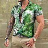 Men Hawaiian Summer Shirts Las Vegas Short Sleeve Tops Coconut Graphic