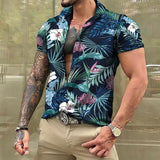 Men Hawaiian Summer Shirts Las Vegas Short Sleeve Tops Coconut Graphic