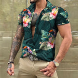 Men Hawaiian Summer Shirts Las Vegas Short Sleeve Tops Coconut Graphic