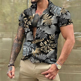 Men Hawaiian Summer Shirts Las Vegas Short Sleeve Tops Coconut Graphic