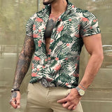 Men Hawaiian Summer Shirts Las Vegas Short Sleeve Tops Coconut Graphic