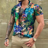 Men Hawaiian Summer Shirts Las Vegas Short Sleeve Tops Coconut Graphic